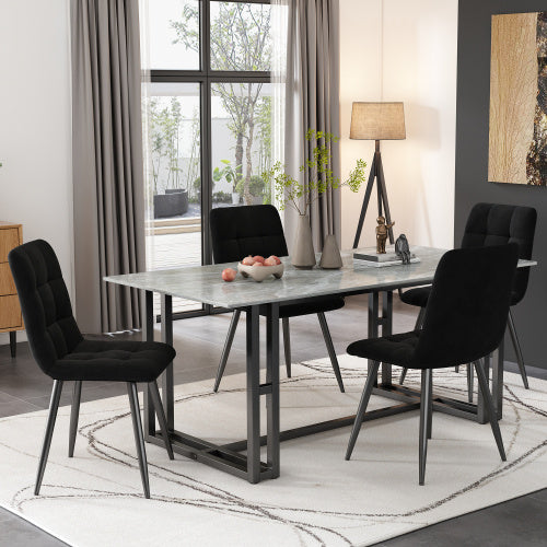 Dining Chair 4 Pcs, Dark Grey,4-Set Upholstered Chair Design Chair With Backrest,Seat In Velvet Metal Frame