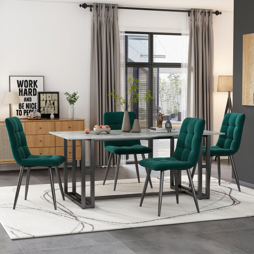 Dining Chair 4 Pcs, Dark Grey,4-Set Upholstered Chair Design Chair With Backrest,Seat In Velvet Metal Frame