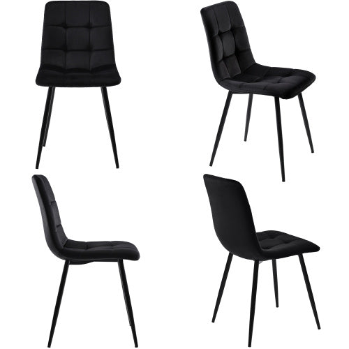 Dining Chair 4 Pcs, Dark Grey,4-Set Upholstered Chair Design Chair With Backrest,Seat In Velvet Metal Frame