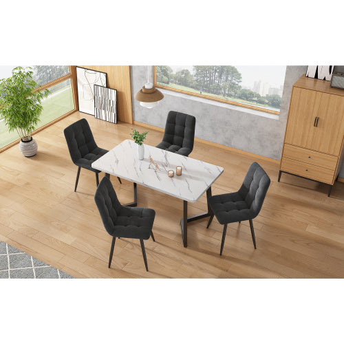 Dining Chair 4 Pcs, Dark Grey,4-Set Upholstered Chair Design Chair With Backrest,Seat In Velvet Metal Frame