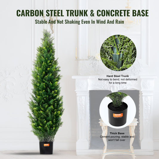2 Pack 121.9 Cm Artificial Cedar Topiary Tree Faux Plant UV Decor In/Outdoor
